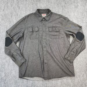 Wrangler Shirt Mens Large Gray Heavyweight Denim Flex Elbow Patch Chore Western
